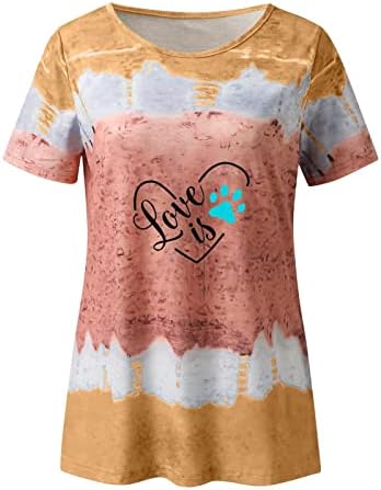 Majica za žene posada vrat Tops Summer Tie Dye detalj Print Tshirts Top Casual Shirts Plus Size Letter Printed bluze