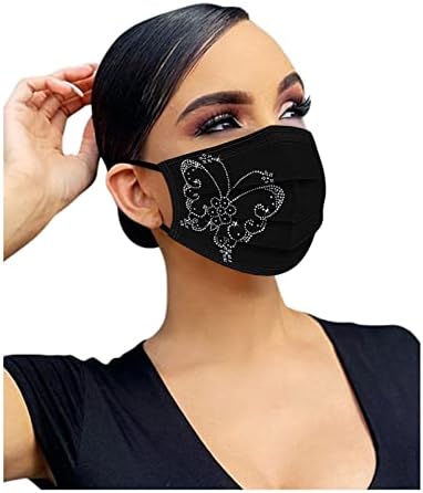 JMETRIE 50pc Rhinestones Print jednokratna maska za lice za odrasle, maska za zaštitu na otvorenom maska za lice prozračna udobna
