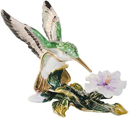 Hummingbird na cvijeću kristalno bejewed trinket nakit nakita ptice pewter figurine pokloni