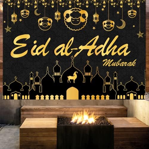 Eid al Adha ukrasi Baner, velika 7x5ft Eid Al Adha Backdrop, Eid ul adha ukrasi pozadina za unutarnju vanjsku proslavu Eid Al Adha,