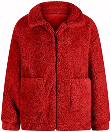Ženska prevelika jakna casual patentna kaputa za zatvarač Shaggy FAUX Shearling kaput tople zimske trendi solidne jakne