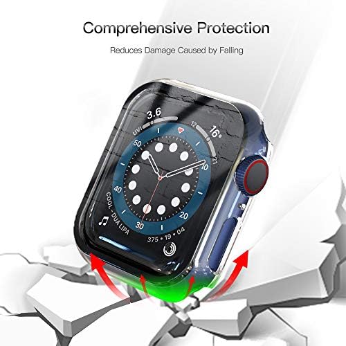 Juyya Kompatibilan je za Apple Watch seriju 6 / SE / 5/4 Slučaj, Apple Watch Zaštitni zaslon Kaljeno staklo IWATCH Hard PC Poklopac