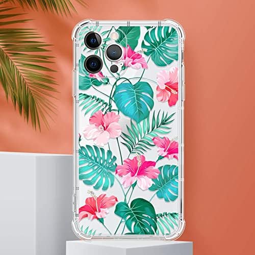 Yicomon Kompatibilan je sa iPhone 13 futrolom, čistom sa palmima od lišća cvjetnog cvijeća dizajn udara otrovni silikonski odbojnici