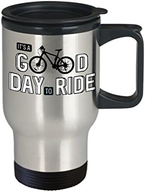Putovanje brdskim biciklima Dan je dobar dan za vožnju smiješnim biciklom od nehrđajućeg čelika 14 oz za kavu ili čaj