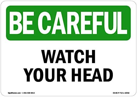 OSHA Budite pažljivi znak - pazite na glavu | Decal vinyl etikete | Zaštitite svoje poslovanje, gradilište, skladište i trgovina | Napravljeno u SAD-u, 24 x 18 naljepnica