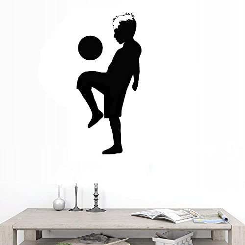 Bibitime momak svira nogometnu zidnu naljepnicu Teen Soccer Ball Silhouette vinil naljepnica za dječje spavaće sobe dječje sportske ventilatori