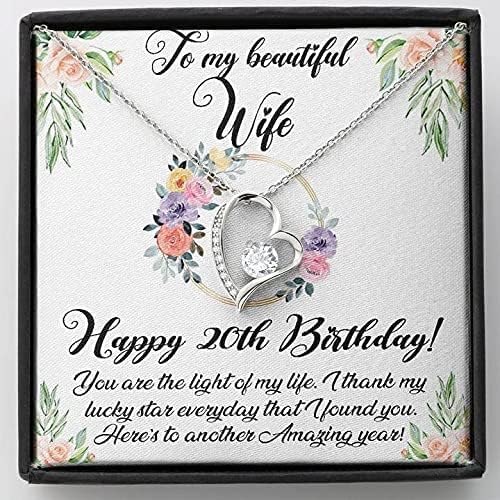 Nakit za karticu, ručno rađena ogrlica - sretna 20. rođendan ogrlica za ženu, do moje prekrasne žene 20 godina zauvijek ljubavna ogrlica