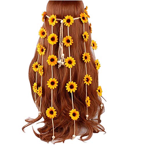 SYBL cvjetna traka za glavu suncokretova pokrivala za glavu podesiva hipi traka za kosu Bohemia cvjetna kruna pokrivala za glavu za žene dame djevojke