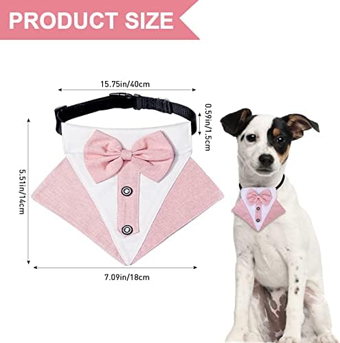 HACRAHO Formalni pas Tuxedo Bandana, 1 komad ružičasti pas vjenčani ovratnik sa bojom podesiv formalni tux pas bandana s ovratnikom za male pse, s