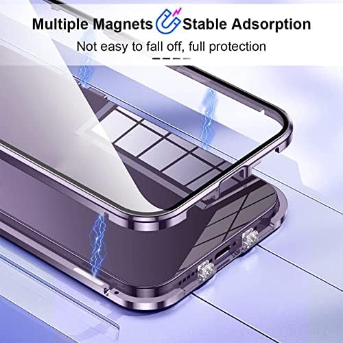 Koeok magnetska futrola za iPhone 14 pro max, dvostrano kaljeno stakleno kućište sa zaštitnim kamerom i sigurnosnoj bravi, 360 puna