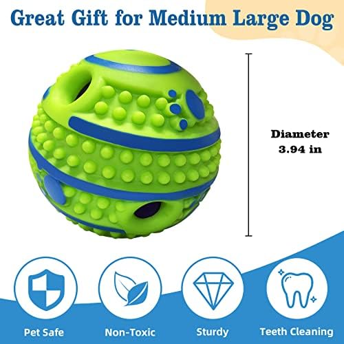 XFRJK Wobble Gigble Ball za pse 3.94in Spiky kuglica za pse Interaktivna igračka za kućne ljubimce Zvuči kada se trese ili roli za