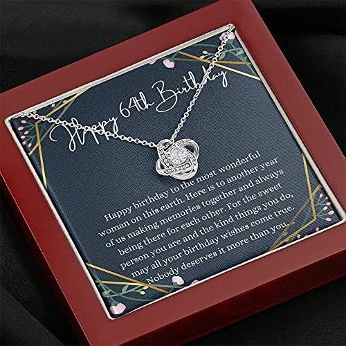 Nakit za poruke, ručno izrađena ogrlica - personalizirani poklon love čvor, sretan 64. rođendan ogrlica s porukama, poklon za 64.