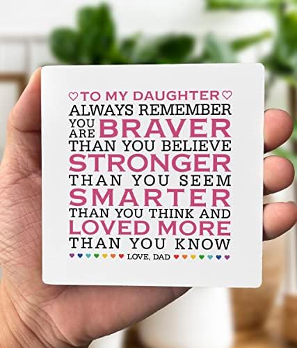 Moj kćer Drvo Poklon, vi ste hrabriji jači i pametniji, pokloni za kćeri od tata, plaketa sa drvenim postoljem, smisleni drveni znak