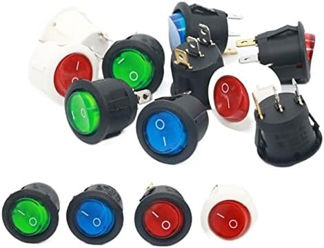Preklopni prekidač 10kom On / Off okrugli preklopni prekidač LED osvijetljeni Mini crni bijeli crveni plavi 10a 250V / 6A 125V 3-pinski