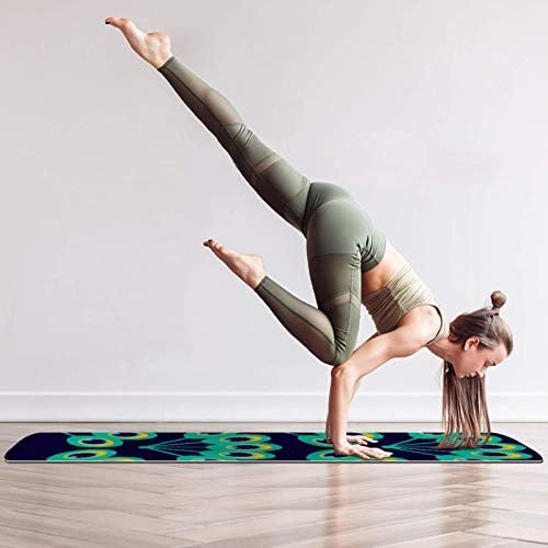 Unicey debela neklizajuća Vježba & amp; fitnes 1/4 prostirka za jogu sa otiskom paunovog perja za jogu Pilates & amp; Vježba fitnesa na podu