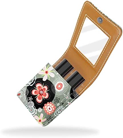 Mini ruž za usne sa ogledalom za torbicu, organizacija prijenosnog držača futrole cvjetnog uzorka