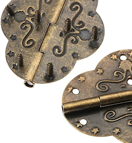 FZZDP 2pcs 69x53mm starinski brončani šarke za nakit drvena kutija ladica za vrata ukrasna vintage gvozdeni šarki