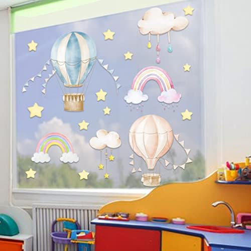 Abaodam dekor za spavaće sobe Hot Air Balloon Zidna naljepnica i štap uklonjivi oblak Rainbow Balloons Zidne naljepnice Vraće za zidne