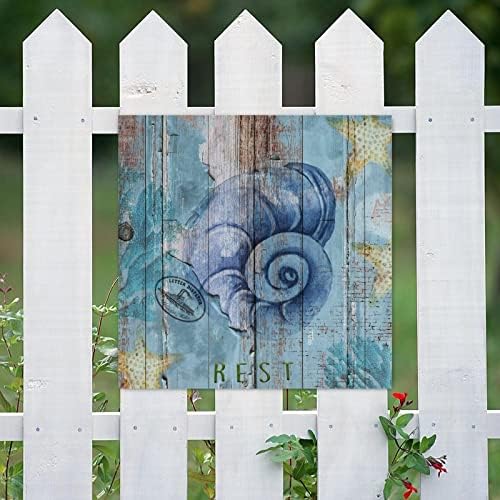 Evans1nizam Drveni znak Nautički primorski konch odmoru drvo plava drvena Plank Seoska kuća Stil zidni dekor Ocean Park Nautički primorski