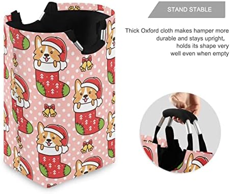 Kigai korpa za pranje veša smešna Božićna čarapa torba za veš za pse sa ručkama, sklopive kante za odeću za odlaganje Organzier za