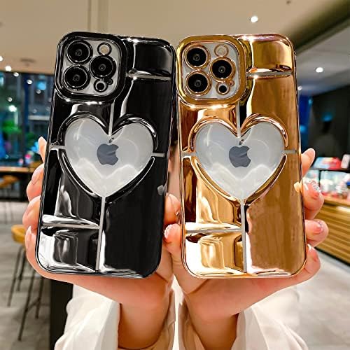 Mgqil kompatibilan sa iphone 12 pro max čistog sjajnog kućišta-6,7 inča, slatka 3D dizajn Ljubav srčani uzorak blim futrola za žene