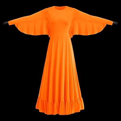 Žene Angel Wing Bollhis Liturgical Pohvale plesne haljine Loot Fit Full Dužina Ruffle Tunic Maxi Dancewear Balet haljina