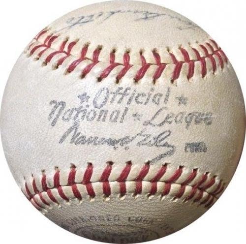 STAN Musial & Lou Burdette potpisao je 1963. ONL Warren Giles Baseball Cardinals COA - autogramirani bejzbol