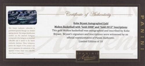 Kobe Bryant 2008 i 2012 Zlatna medalja potpisala je Olimpijske igre košarka 9/10 Panini COA - Košarke sa autogramima