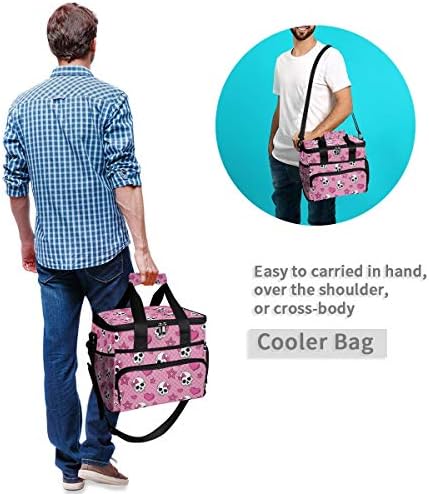 Mnsruu torba za hlađenje Pink Skull Girl izolovana torba za ručak sa piknikom sa podesivom naramenicom