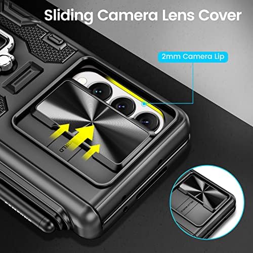 VEGO za Galaxy Z Fold 4 futrolu sa držačem S Pen, [zaštita šarki] [magnetni nosač prstena od 360°] [poklopac klizne kamere] zaštitni