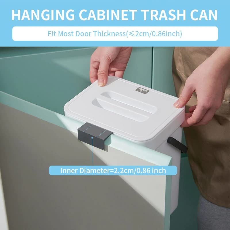 Kuhinjski plastični kan za smeće, 5L Viseće smeće za kuhinju zid montirana kupaonica kantu za kantu za kantu za otpad s poklopcem, zelena