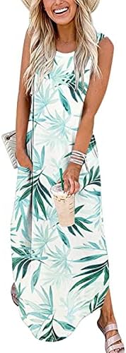 Adhowbew ženske casual ljeto plus veličina cvjetna vrata izreza Flowy Long Maxi haljina