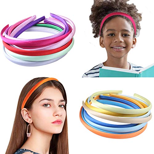 Suyegirl paket od 26 DIY satenskih pokrivenih modnih traka za glavu Set 0,4 inča/1 Cm trake za djevojčice tinejdžerske šarene trake