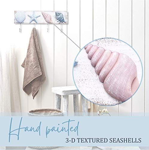 Tideandtales Plaža Dekor 3D Seashell Zidni kuke Ručni stalak za obalno kupatilo, spavaća soba ili kuhinja - školjke i ukrase plaže