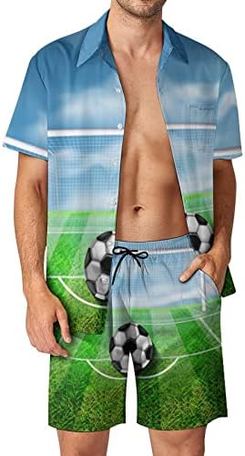 Fudbalski fudbalski gol za teren za muškarce 2 komada Havajski set Dugme-down Majice kratkih rukava hlače na plaži Labavi fit tees