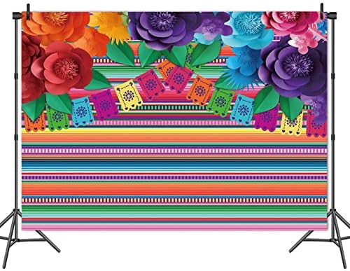 8x6ft meksičke Fiesta pruge u boji papir cvijet fotografija pozadina tkanina Cinco De Mayo party dekor za vjenčanje fotografija pozadine