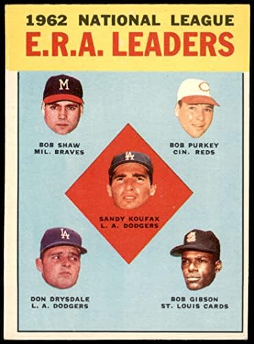 5 manjskih lidera br. 5 NL vođe ere Sandy Koufax / Don Drysdale / Bob Gibson / Bob Shaw / Bob Purkey Milwaukee Dodgers / Braves / Cardinals VG / Ex Dodgers / Braves / Crveni / Crveni