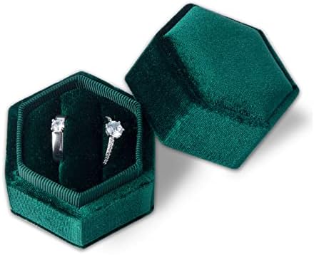 KINBOM BELVET prstena za poklopce nakita, dvostruka fluirana HEX prstena za prijedlog Angažovanje vjenčanja Valentinovo drži 2 prstena