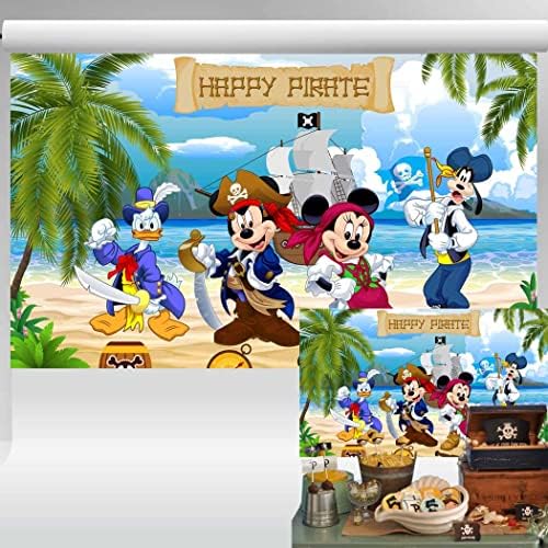 Pirate Mickey I prijatelji pozadina tropska plaža Gusarska avantura pozadina djeca Gusarska tema ukrasi za rođendanske zabave baner za tortu stol 5x3 ft 98