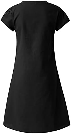 Fragarn ženska ležerna tiskana haljina duljina koljena V-izrez Haljina s kratkim rukavima