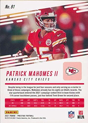 2021 Panini Prestige 91 Patrick Mahomes II Kansas Chiefs Football Trading Card