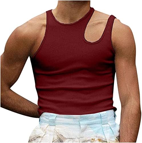 Dvoopd muški ljetni modni tenkovi seksi neregularna majica bez rukava modni noćni klub prsluk rastegnuti šupljini rezervoar