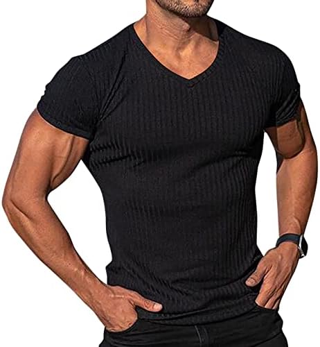 Dbylxmn muške modne atletske majice vježbaju mišićne majice V izrez čvrsta boja majica muški duks otvoreni dno