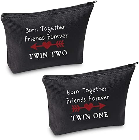 MBMSO Twin one Twin dvije torbe rođene zajedno prijatelji zauvijek Twins pokloni putna kozmetička torba twin Sister Gifts