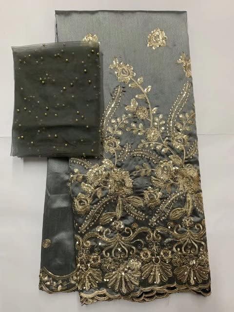 MSBRIC African George Fabric Indijski sirovi svileni George Wrappers Hotest Set sa bluzom za vjenčanje 7yards / kom-čipkaste tkanine
