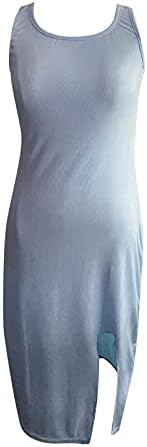 Balakie Ljetne haljine, ženska 2021 O-izrez Bodycon Boide Slit Midi haljina bez rukava haljina bez rukava