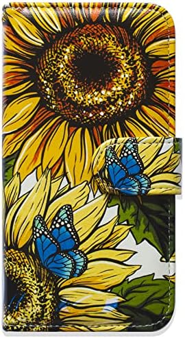 Bcov Pixel 6 Case, Sunflower Butterfly Flip phone Case Wallet Cover sa držačem za kartice stalak za Google Pixel 6