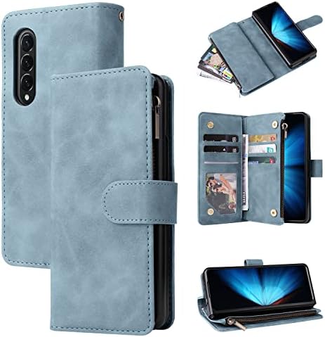 LBYZCASE Case za Galaxy Z Fold 4 5G 2022 sa utorima za kartice, izdržljiv Flip Folio stalak za magnetno zatvaranje kožni Zipper novčanik