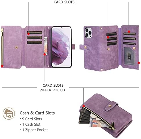 UEEBAI futrola za iPhone 13 Pro Max 6,7 inča, 9 utora za kartice Retro kožni novčanik otporan na udarce Flip Cover sa utorima za kartice