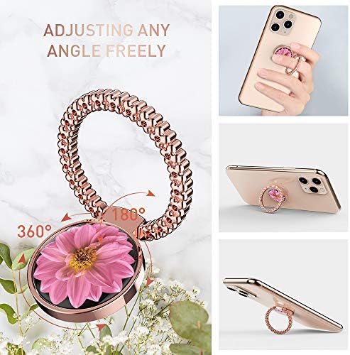 Delidigi Metal telefon držač zvona za držač za cvjetni uzorak 360 ° rotirajući ručni grip stickstand kompatibilan sa iPhoneom i svim